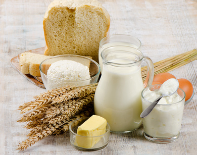 Eggs, bread and dairy products